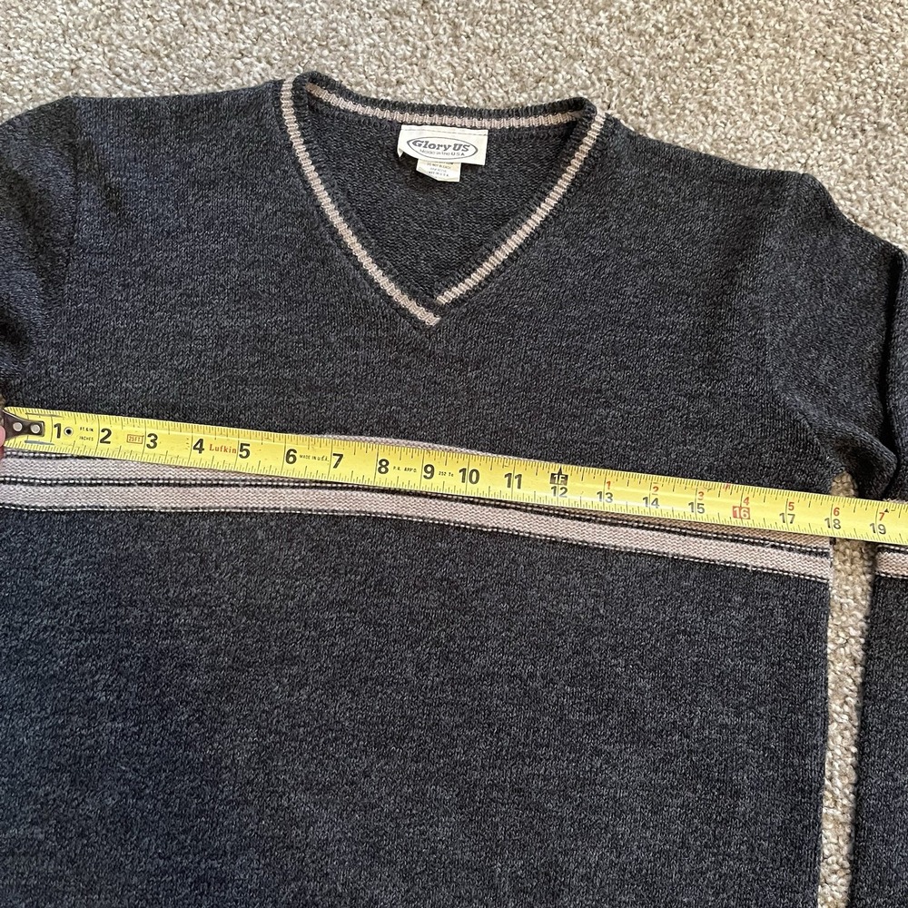 VTG Glory US Women's M Cropped Sweater Gray Rugby Stripe Retro 80's Preppy USA - Picture 4 of 8